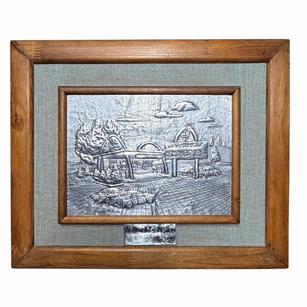 Vintage 1998 McDonald's Mexico Aluminum Relief Wall Art Framed Restaurant Decor